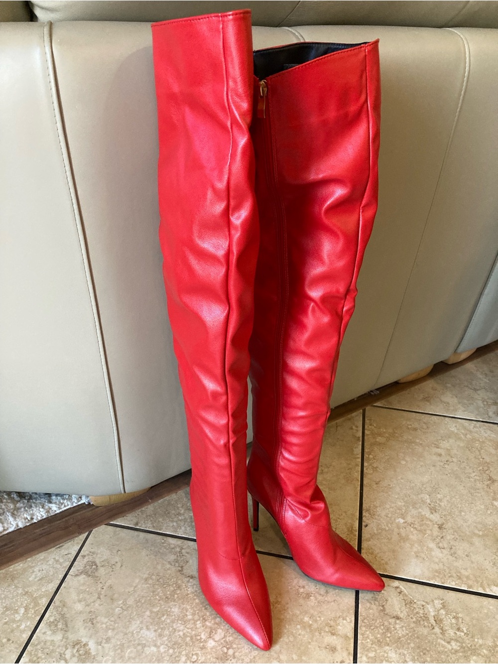 80’s Rocker chic faux leather Thigh High Boots